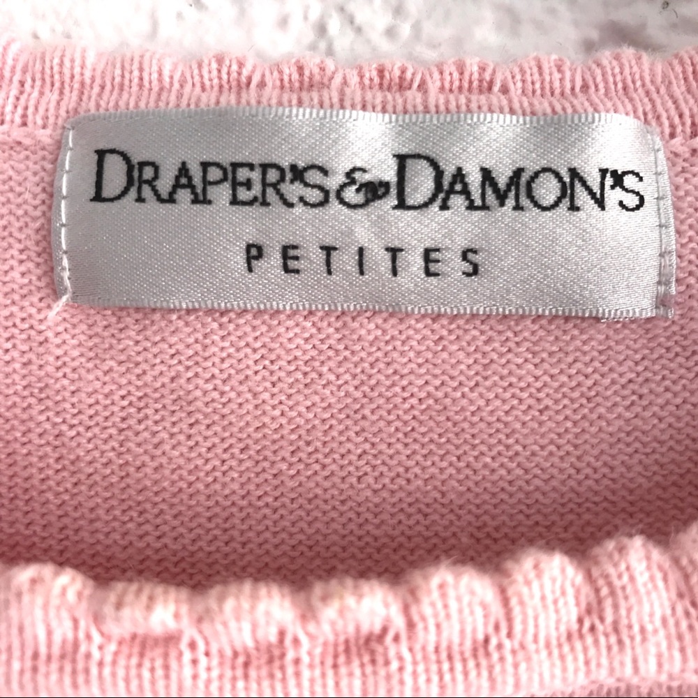 Draper’s & Damon’s Pink Sweater Knit Top Medium Vintage Short Sleeve Cottagecore - Picture 12 of 13